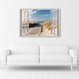 Obraz na płótnie, Okno kładka na plażę - 120x80