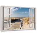 Obraz na płótnie, Okno kładka na plażę - 90x60