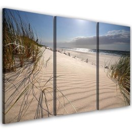 Obraz trzyczęściowy na płótnie, Wydmy na plaży - 90x60