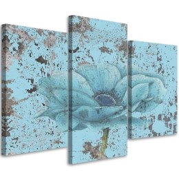 Obraz 3 częściowy na płótnie, Morski kwiat retro - 60x40