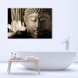 Obraz na płótnie, Głowa Buddy z lilią - 100x70