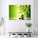 Obraz na płótnie, Kamienie zen i bambus na zielonym tle - 100x70