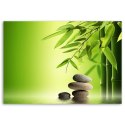 Obraz na płótnie, Kamienie zen i bambus na zielonym tle - 90x60