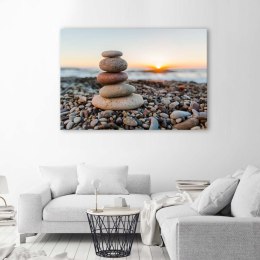 Obraz na płótnie, Kamienie zen na plaży - 120x80