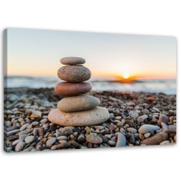 Obraz na płótnie, Kamienie zen na plaży - 90x60