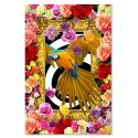 Obraz na płótnie, Papuga i kolorowe róże - 80x120