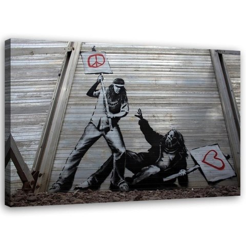 Obraz, Walka pokoju z miłością mural Banksy - 100x70