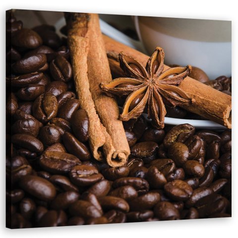 Obraz na płótnie, Gwiazdka anyżu i kawa - 30x30