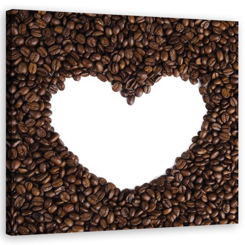 Obraz na płótnie, Serce z kawy - 50x50