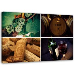 Obraz na płótnie, Wino i winogrona - 120x80