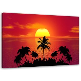 Obraz na płótnie, Zachód słońca i palmy - 90x60