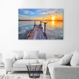 Obraz na płótnie, Zachodzące słońce nad jeziorem - 120x80