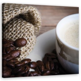 Obraz na płótnie, Ziarana kawy i filiżanka - 40x40