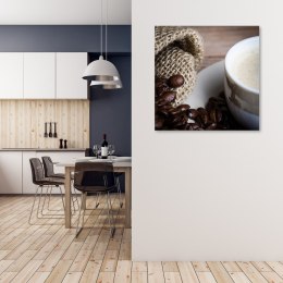 Obraz na płótnie, Ziarana kawy i filiżanka - 60x60