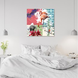 Obraz, Flaming Słoń Ptak kolaż - 30x30