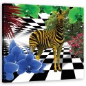 Obraz na płótnie, Kolorowa zebra natura, zwierzęta - 30x30