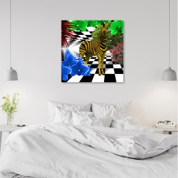 Obraz na płótnie, Kolorowa zebra natura zwierzęta - 40x40