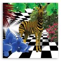 Obraz na płótnie, Kolorowa zebra natura zwierzęta - 40x40