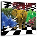 Obraz na płótnie, Kolorowy słoń - 30x30