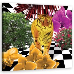 Obraz na płótnie, Kolorowy tygrys - 60x60