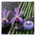Obraz na płótnie, Bambus Kwiaty Zen Spa Świeca - 40x40