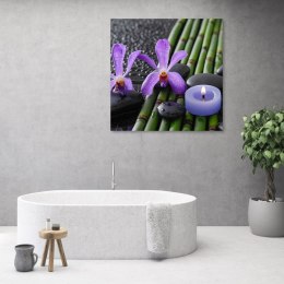 Obraz na płótnie, Bambus, Kwiaty, Zen, Spa, Świeca - 50x50
