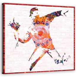 Obraz na płótnie, Banksy Flower Thrower - 30x30