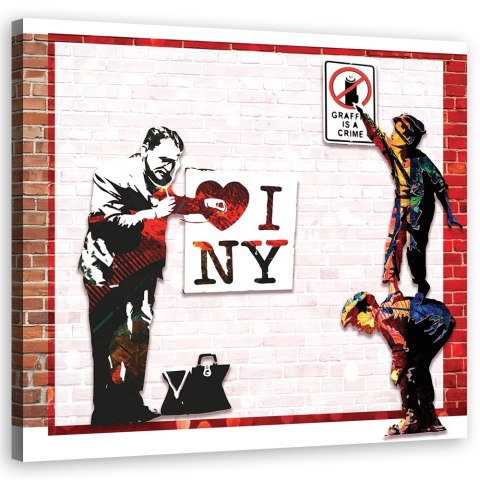 Obraz na płótnie, Banksy I love New York - 40x40