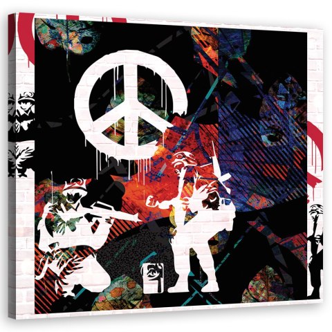 Obraz na płótnie, Banksy Peace Soliders - 40x40