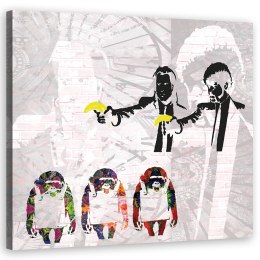 Obraz na płótnie, Banksy Pulp Fiction i małpy - 40x40