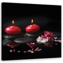 Obraz na płótnie, Czerwone świeczki Kamienie Zen - 40x40
