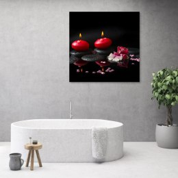 Obraz na płótnie, Czerwone świeczki Kamienie Zen - 50x50