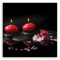 Obraz na płótnie, Czerwone świeczki Kamienie Zen - 50x50