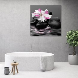Obraz na płótnie, Kamienie, Kwiat, Różowy, Zen - 40x40