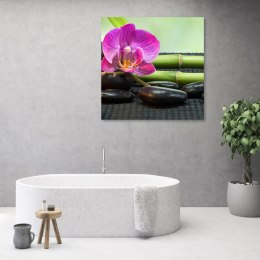 Obraz na płótnie, Orchidea na czarnych kamieniach - 50x50
