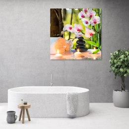 Obraz na płótnie, Spa świece i kwiaty orchidei - 40x40