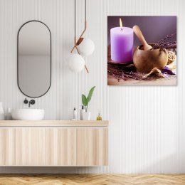 Obraz na płótnie, Świeca, Lawenda, spa, fioletowy - 50x50