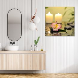 Obraz na płótnie, Świece i orchidea zen - 60x60