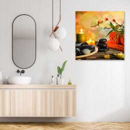 Obraz na płótnie, Zestaw spa Kamienie zen - 50x50