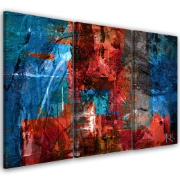 Obraz trzyczęściowy na płótnie, Czerwona abstrakcja ręcznie malowana - 150x100