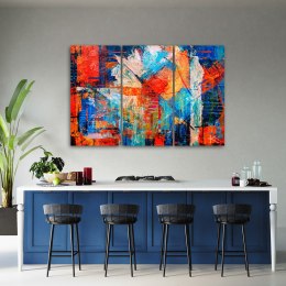 Obraz trzyczęściowy na płótnie, Pomarańczowa abstrakcja ręcznie malowana - 150x100