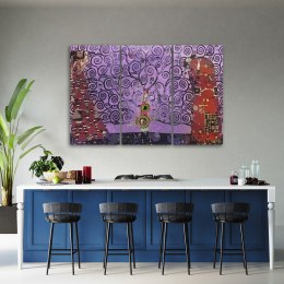 Obraz trzyczęściowy na płótnie, Fioletowe drzewo życia abstrakcja - 120x80