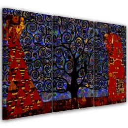 Obraz tryptyk na płótnie, Niebieskie drzewo życia abstrakcja - 60x40