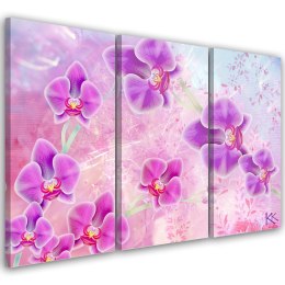 Obraz trzyczęściowy na płótnie, Orchidea Kwiaty Abstrakcja - 90x60