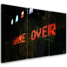 Obraz tryptyk na płótnie, Game Over dla gracza - 90x60