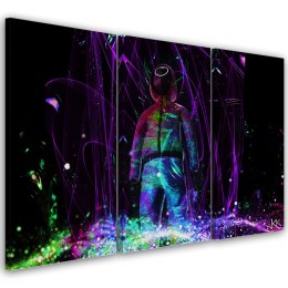 Obraz tryptyk na płótnie, Neon gracz - 150x100