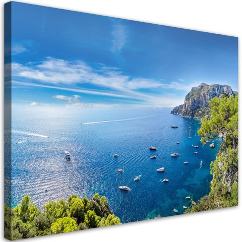 Obraz na płótnie, Panorama wyspy Morze Statki - 100x70