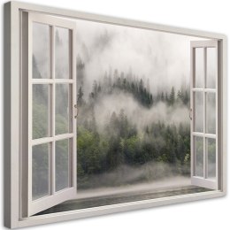 Obraz, Okno Las we mgle jezioro - 100x70