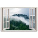 Obraz na płótnie, Las we mgle widok z okna, krajobraz - 120x80