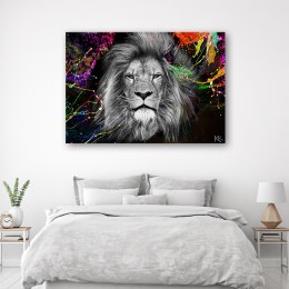 Obraz, Kolorowy lew abstrakcja - 90x60